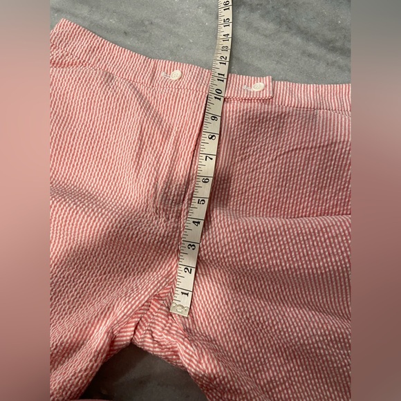 Jones Studio Size 14 Pink White Stripe Seersucker Cotton Stretch Cropped Pants - Picture 9 of 11